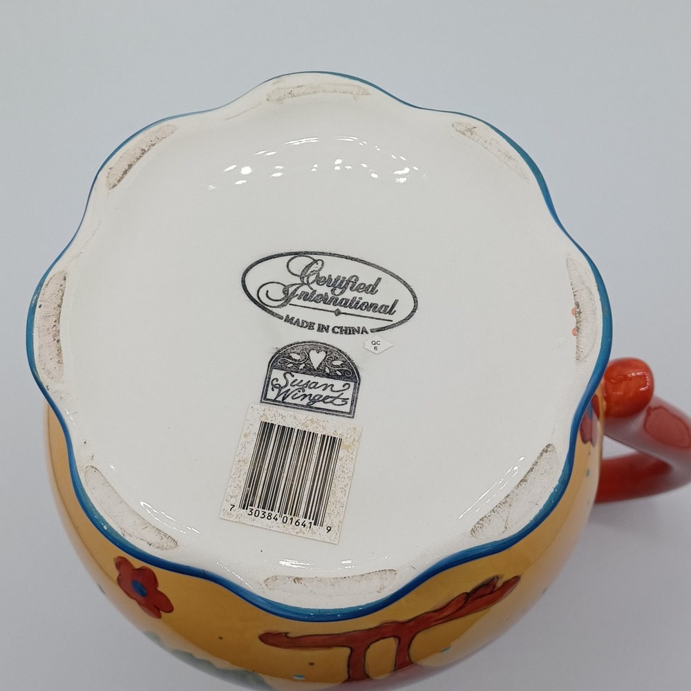Certified International Pitcher Susan Winget Rooster Yellow Excellent Ceramic - Picture 8 of 14